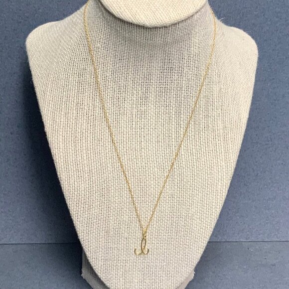 I Monogram Pendant Necklace 18 In Delicate 925 Gold Chain Cursive Script Vintage - Picture 1 of 7
